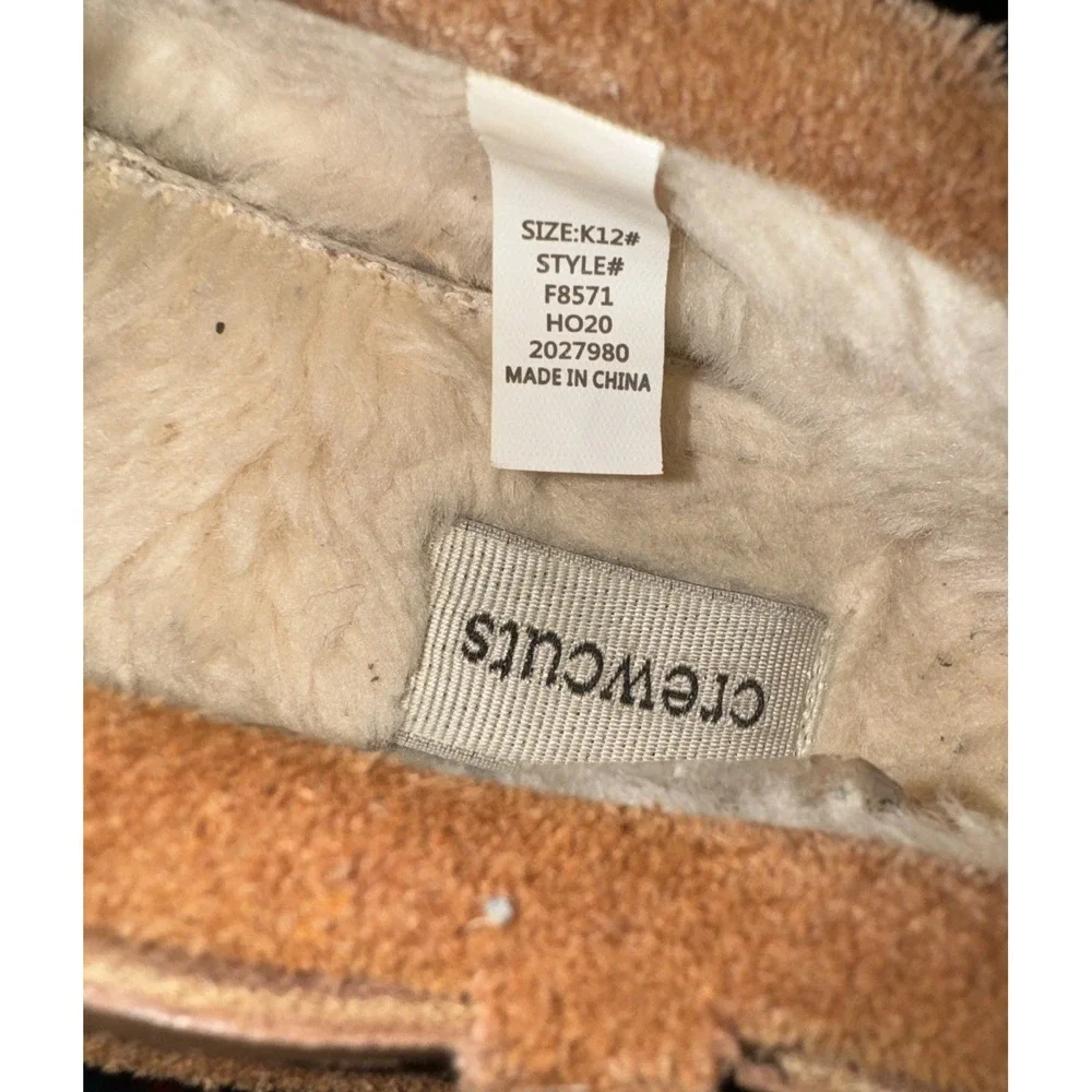 J Crew Crewcuts Moccasins Suede Faux Shearling Slippers Warm  Kids Youth Sz 12